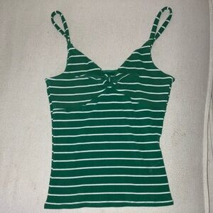 Green and White Striped Reformation Natalia Tank Top L / XL
